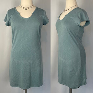 Woolrich T Shirt Dress Size Large Sage Green Short Sleeve Minimal Casual Stretch